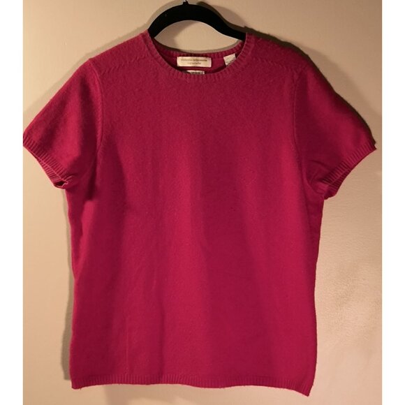 Valerie Stevens Medium Cashmere Womens Red Short Sleeve Sweater 100% Cashmere - Picture 1 of 4
